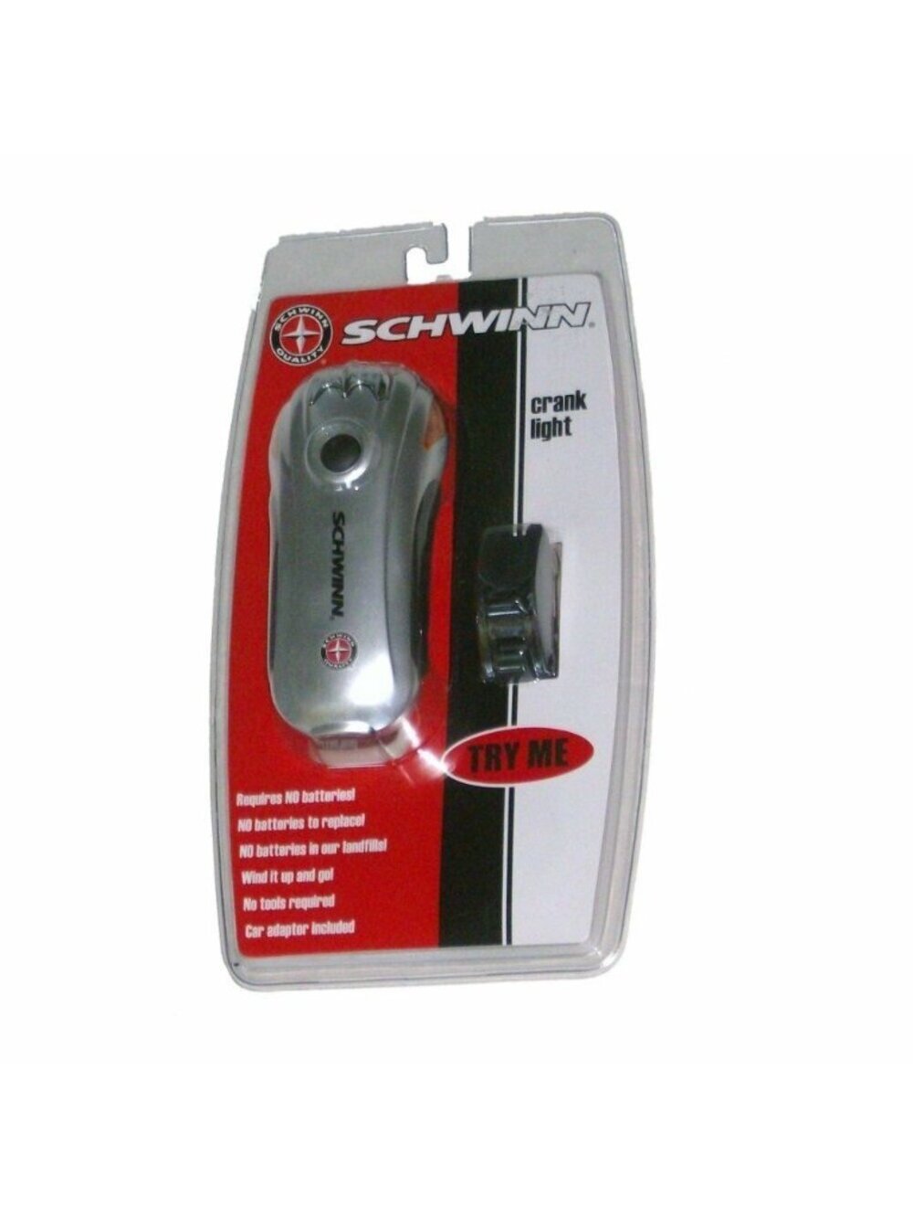 Schwinn Crank Light No Batteries Eco-Friendly With Car Adapter Easy Use